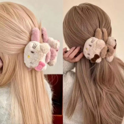 Cute Plush Bunny Hair Claw Clip | Soft Cartoon Hair Clip for Girls & Women( pack of 12)