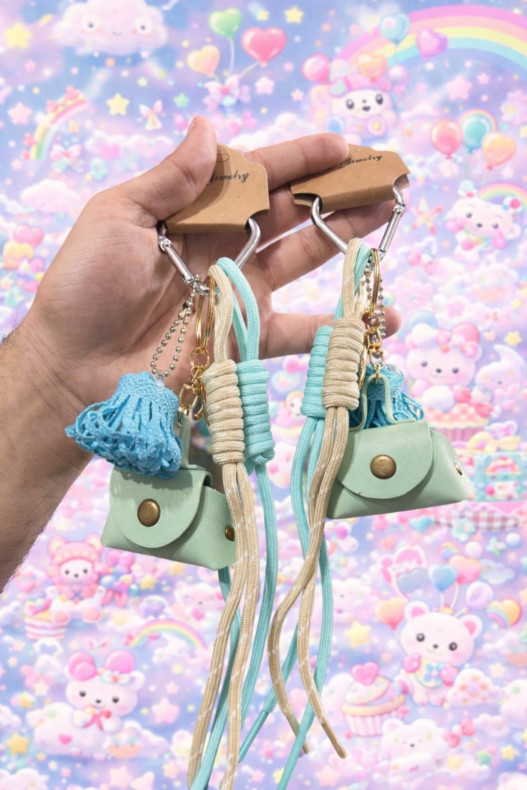 Luxury Mini Bag Charm Keychain with Rope Tassel – Korean Style Cute Handbag Pendant for Girls( pack of 3)