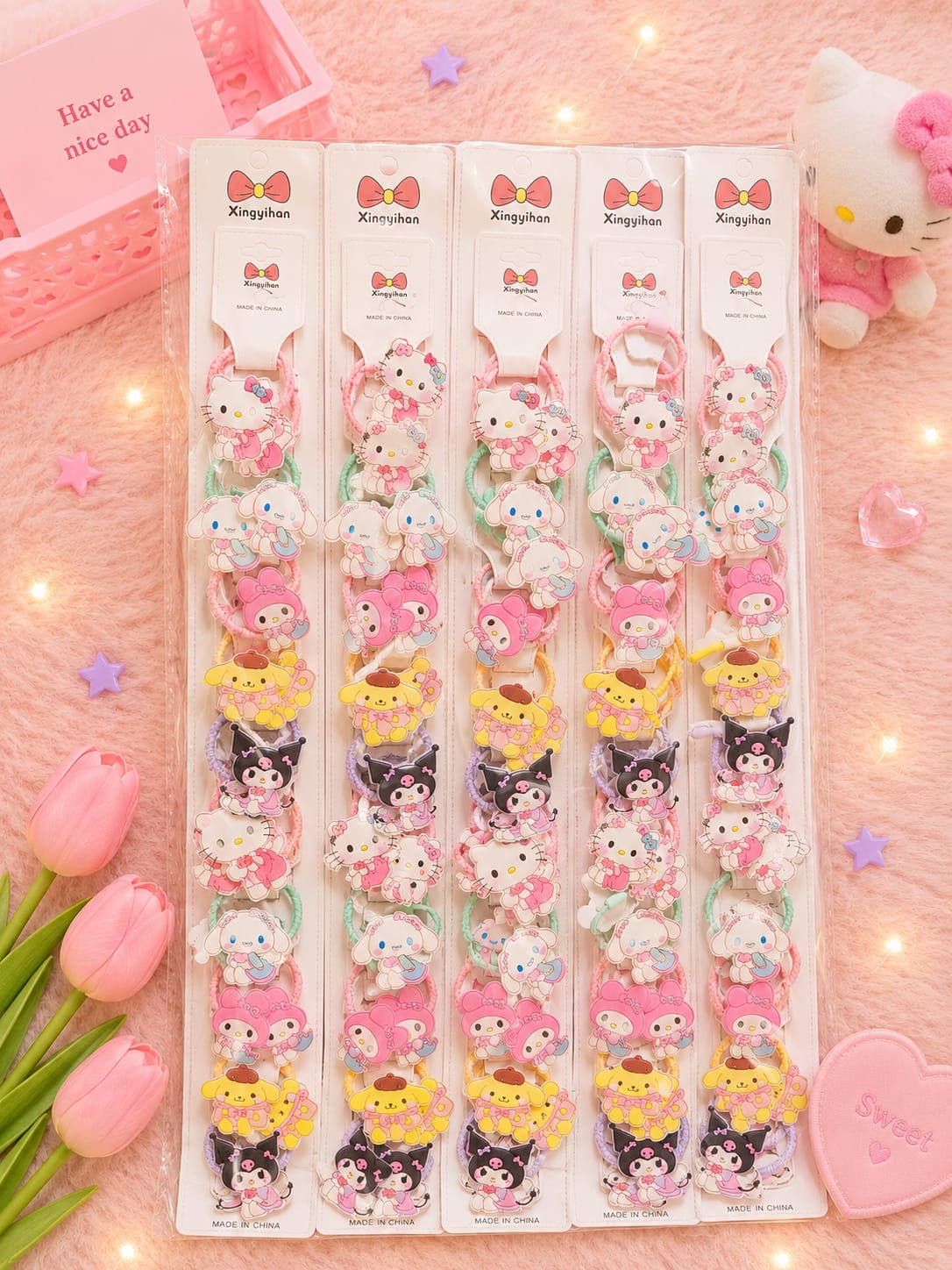 Korean cute hairrubber band for kids(pack of 10 pair in one strip)