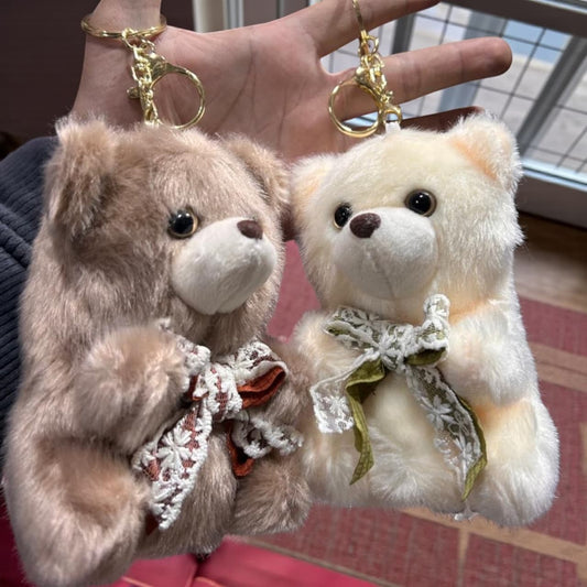 Cute Teddy Bear Plush Keychain Pair | Soft Fur Teddy Bag Charm | Premium Key Ring( pack of 6)