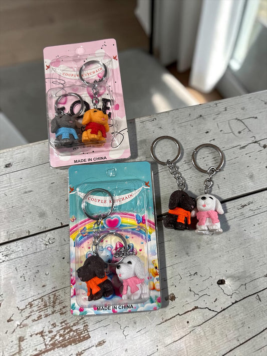 Couple Dog Keychain Set – Cute Cartoon Puppy Pair Keyring for Couples, Best Friends & Gifts( pack of 6)