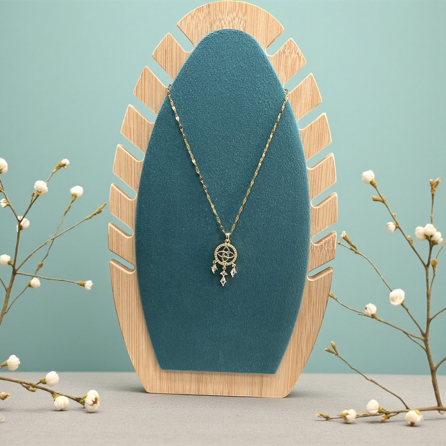 Gold Finish Dreamcatcher Pendant Necklace with Crystal Drops( pack of 3)