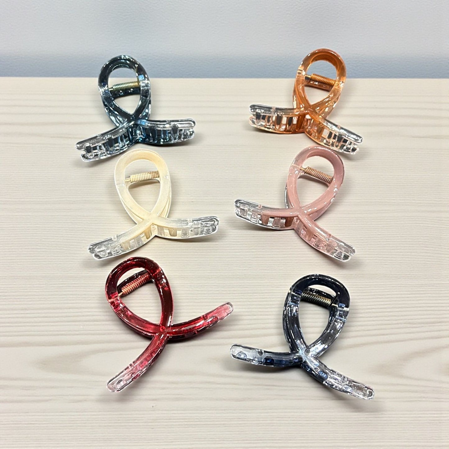 Ribbon Style Acrylic Hair Claw Clip for Women( pack of 12)