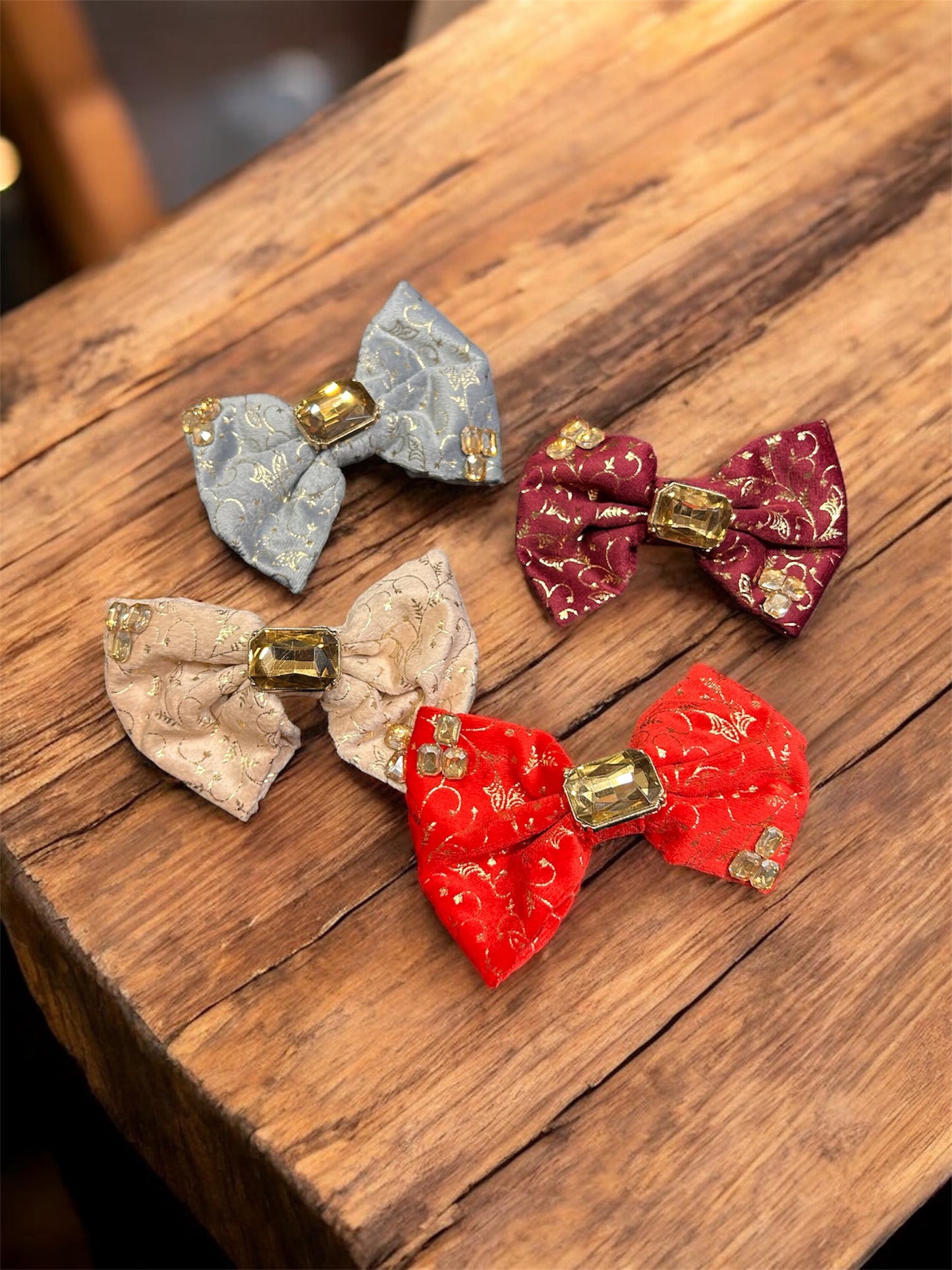 Luxury Crystal Bow Hair Clip – Elegant Fabric Bow Hair Accessory( pack of 12)