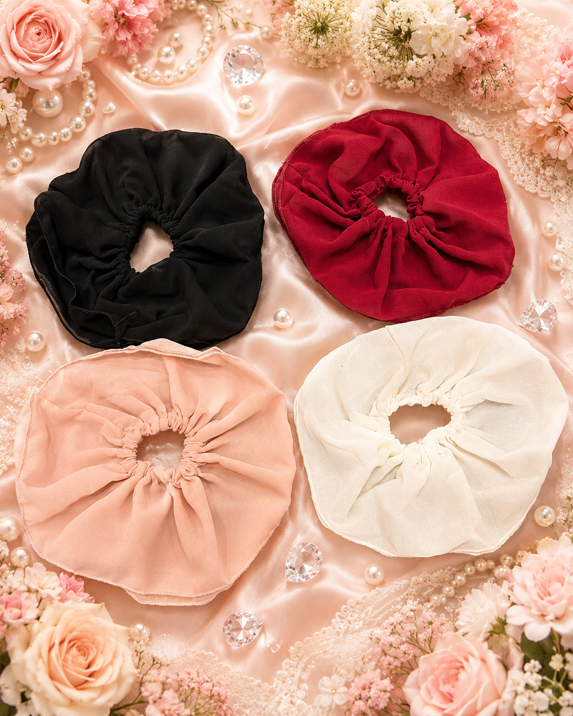 Korean premium scrunchies ( pack of 12)