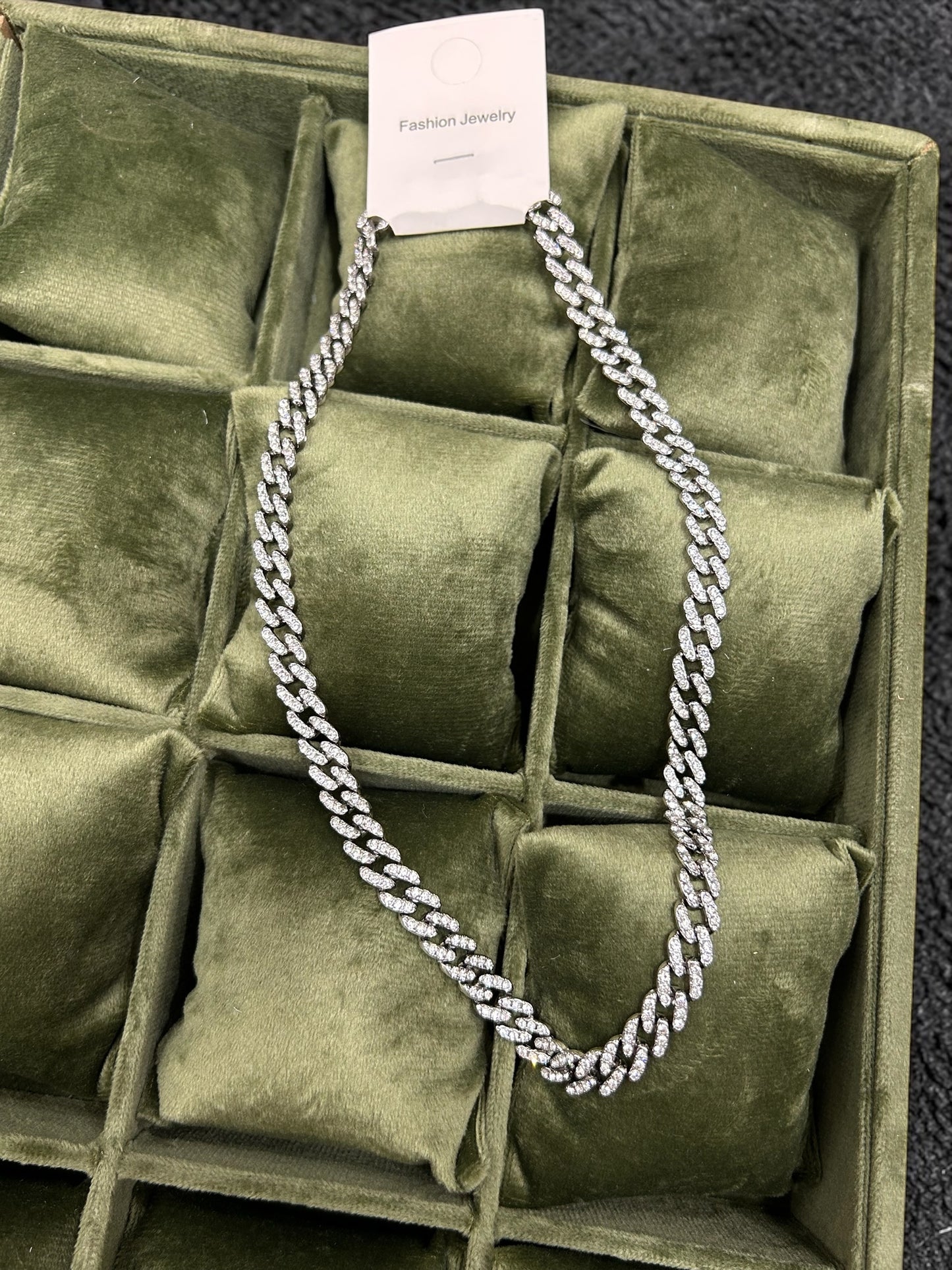 Premium Iced-Out Cuban Link Chain Necklace | Luxury Silver Bling Statement Jewelry(pack of 2)