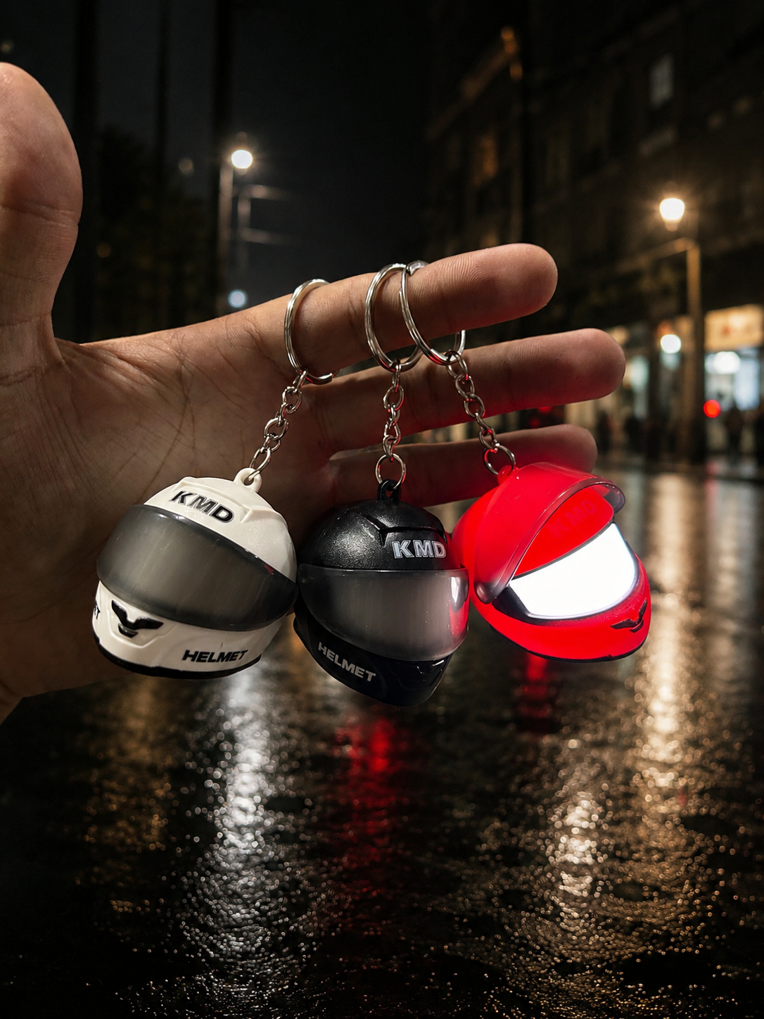 KMD Mini Helmet LED Keychain – Stylish Bike Helmet Key Ring with Light(pack of 6)