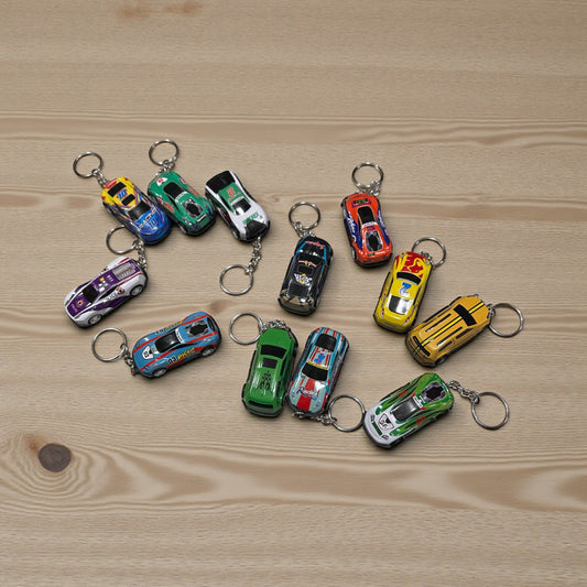 Mini Racing Car Keychains – Colorful Metal Toy Car Keyring for Keys, Bags & Gifts( pack of 12)