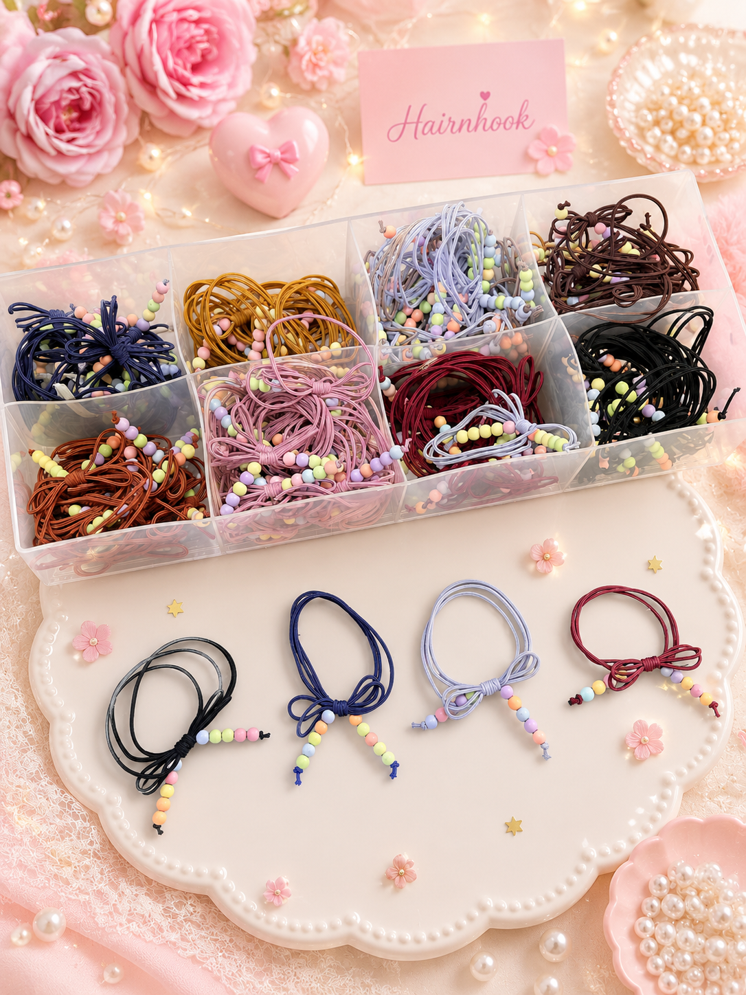 Korean rubber band for girls and woman (pack of 100piece mix design)