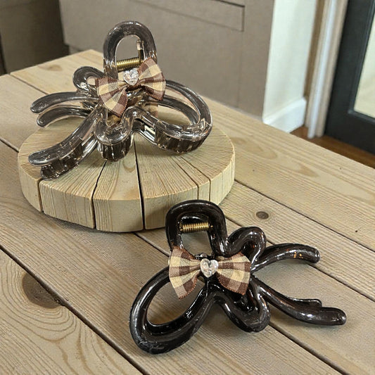 Luxury Bow Hair Claw Clip with Crystal Accent | Glossy Strong Grip Designer Hair Clip( pack of 12)