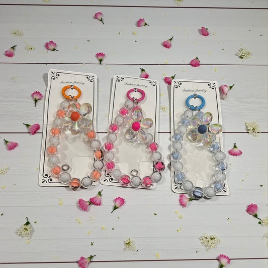 Flower Beads Phone Charm – Cute Crystal Beaded Mobile Strap for Girls & Women( pack of 12)