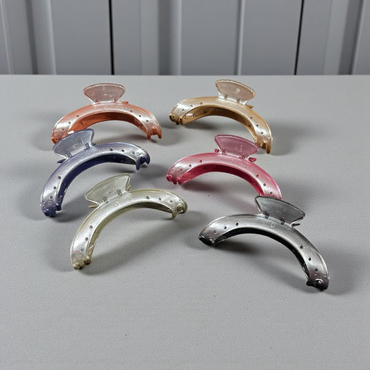 Transparent Curved Hair Claw Clips | Elegant Banana-Style Strong Grip Hair Accessories( pack of 12)