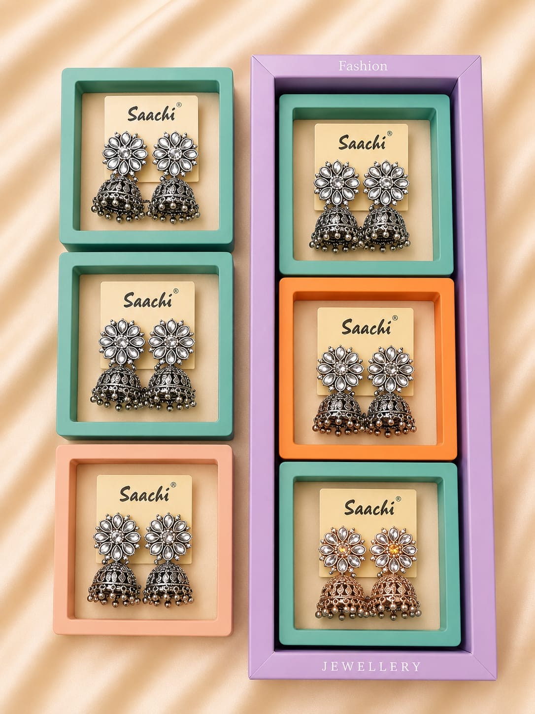 Indian style earrings for woman (pack of 6)