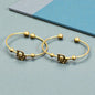 Anti-Tarnish Gold-Tone Monogram Open Cuff Kada Bangles with Beaded Accents (pack of 3)