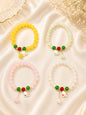 Cute Beaded Charm Bracelet – Pastel Candy Colors with Kitty Pendant(pack of 10)