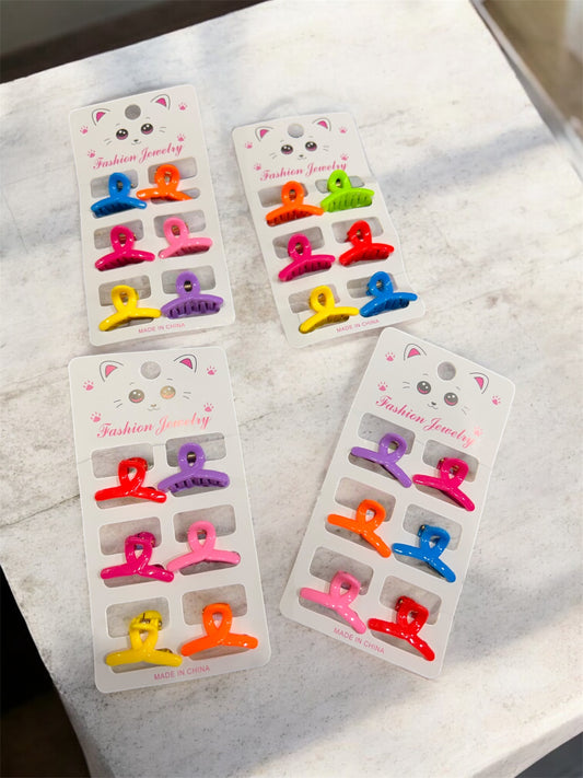 Cute Mini Colorful Hair Claw Clips – 6 Pcs Set | Korean Style Small Hair Clips for Girls( pack of 12 set)