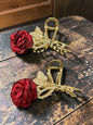 Luxury Rose Hair Claw Clip – Gold Crystal Floral Hair Clutcher for Women(pack of 6)