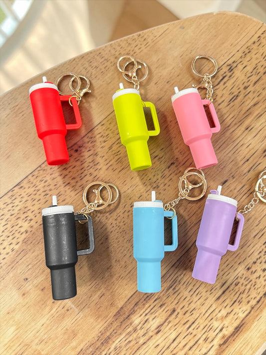 Mini Tumbler Cup Keychain | Cute Coffee Mug Keyring | Aesthetic Drink Cup Bag Charm for Girls(pack of 12)