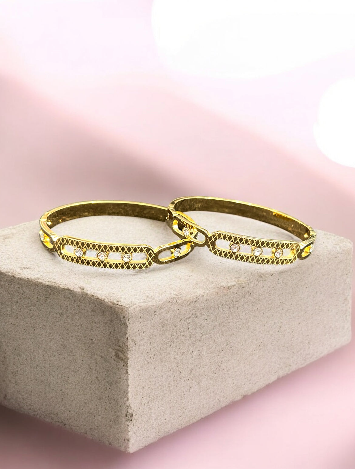 Anti-Tarnish Geometric Link Designer Kada Bracelet ( pack of 3)
