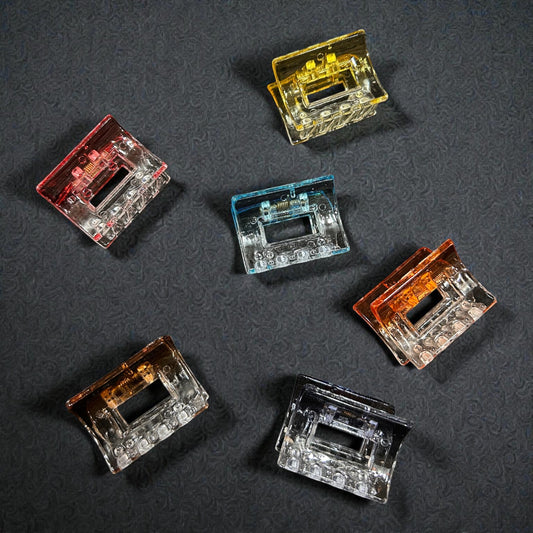 Mini Transparent Rectangle Hair Claw Clips | Clear Acrylic Hair Clips in Assorted Colors( pack of 12)