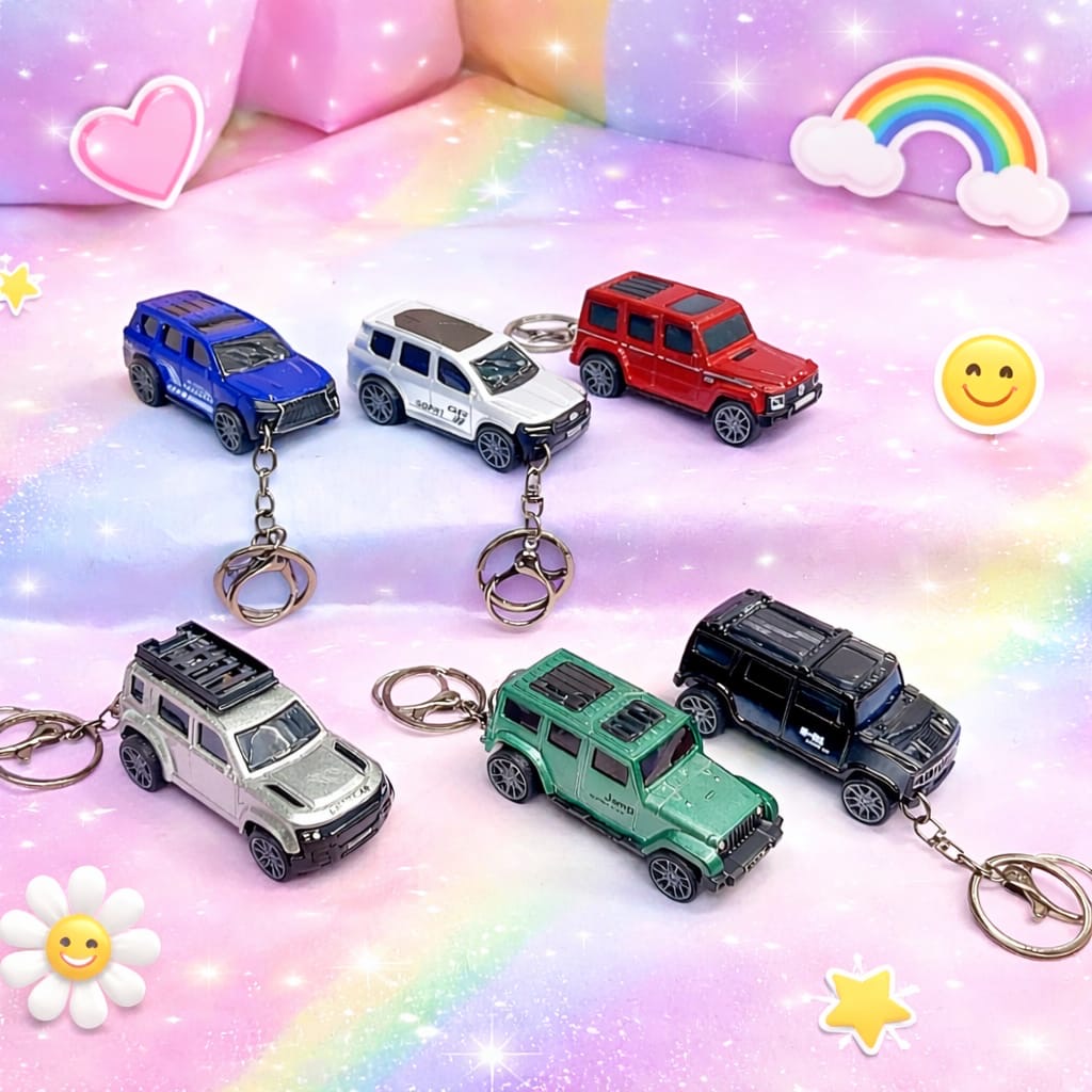 Mini SUV Car Keychain – 3D Metal Jeep Keyring( pack of 6)
