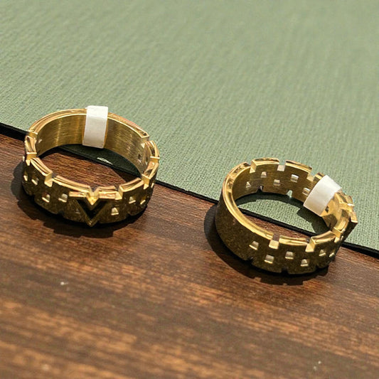 Anti-Tarnish Gold Plated Geometric Band Ring – Modern Minimal Statement