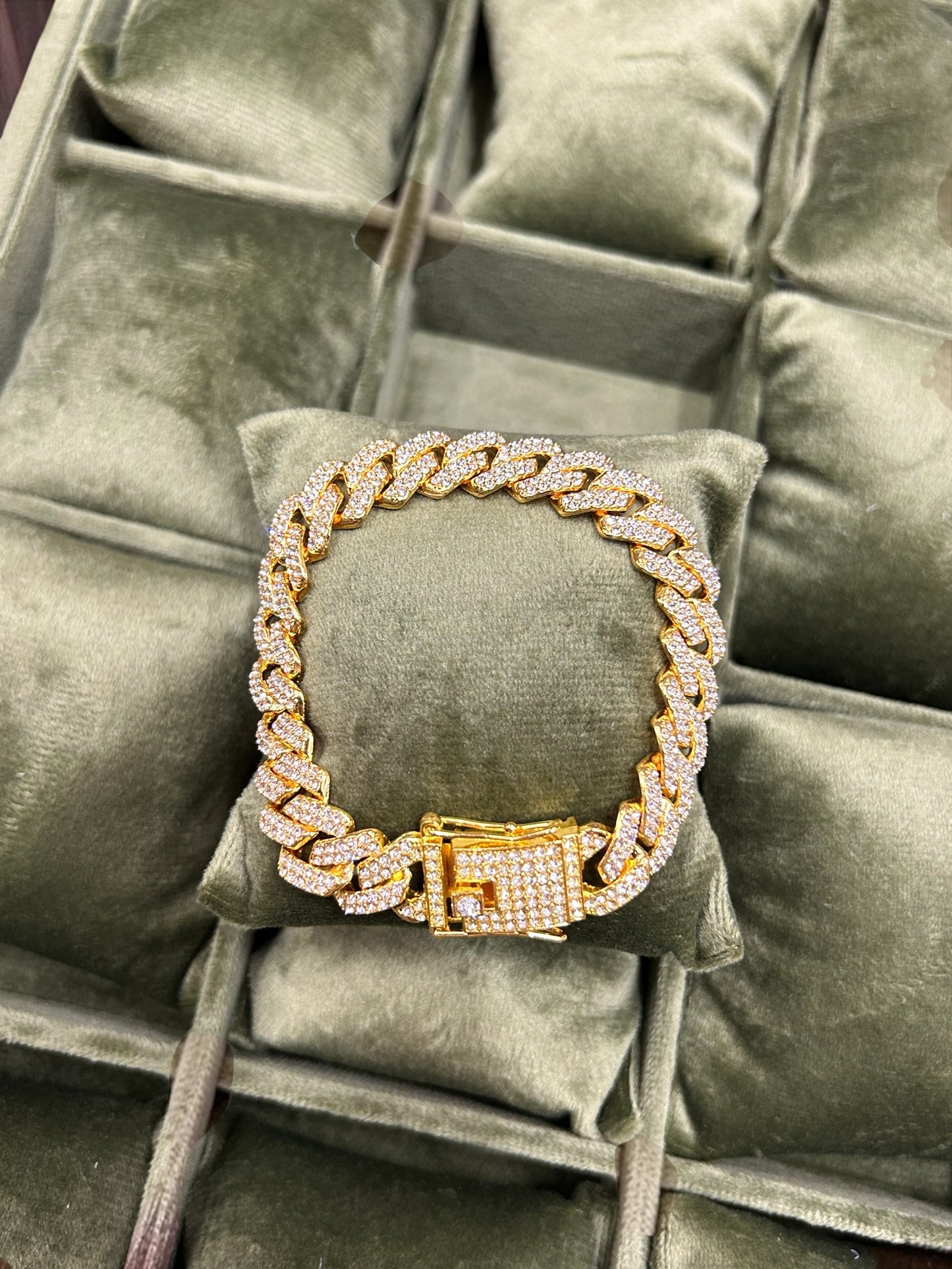 Luxury Gold Iced Cuban Link Bracelet | Premium Bling Statement Wristwear(pack of 2)
