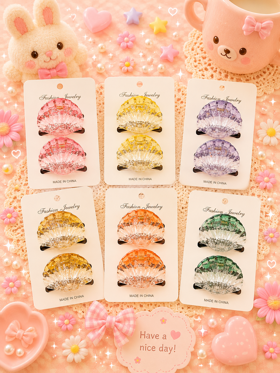 Korean 2 piece combo hair claw clip ( pack of 12 sets)