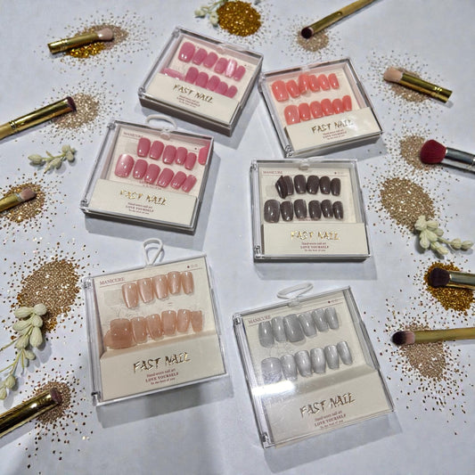 FAST NAIL Press-On Nails Set | Wearable Manicure | Reusable Artificial Nails with Salon Finish( pack of 12)