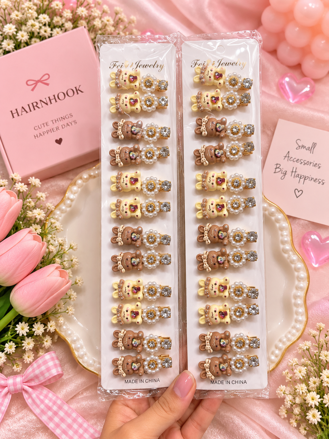 Korean hair accessories pin for girls (pack of 12)