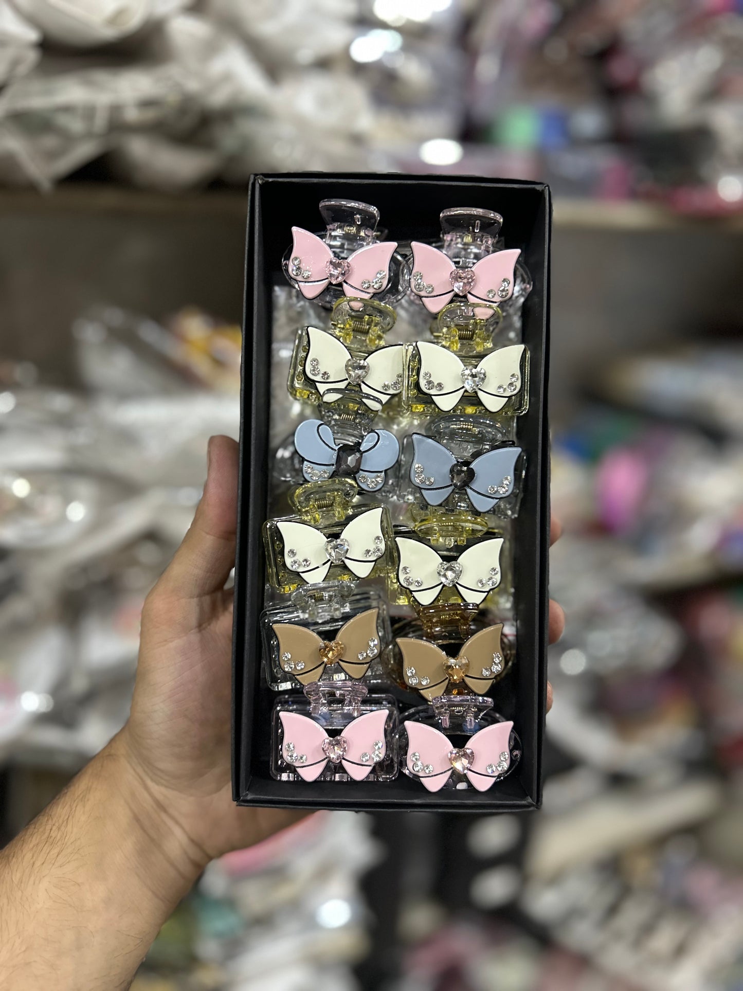 Cute Floral Crystal Hair Claw Clip Set (pack of 12)