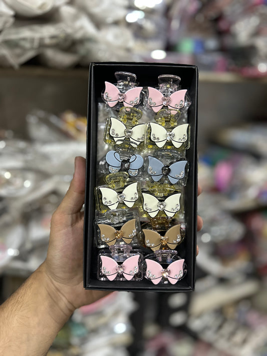Cute Floral Crystal Hair Claw Clip Set (pack of 12)