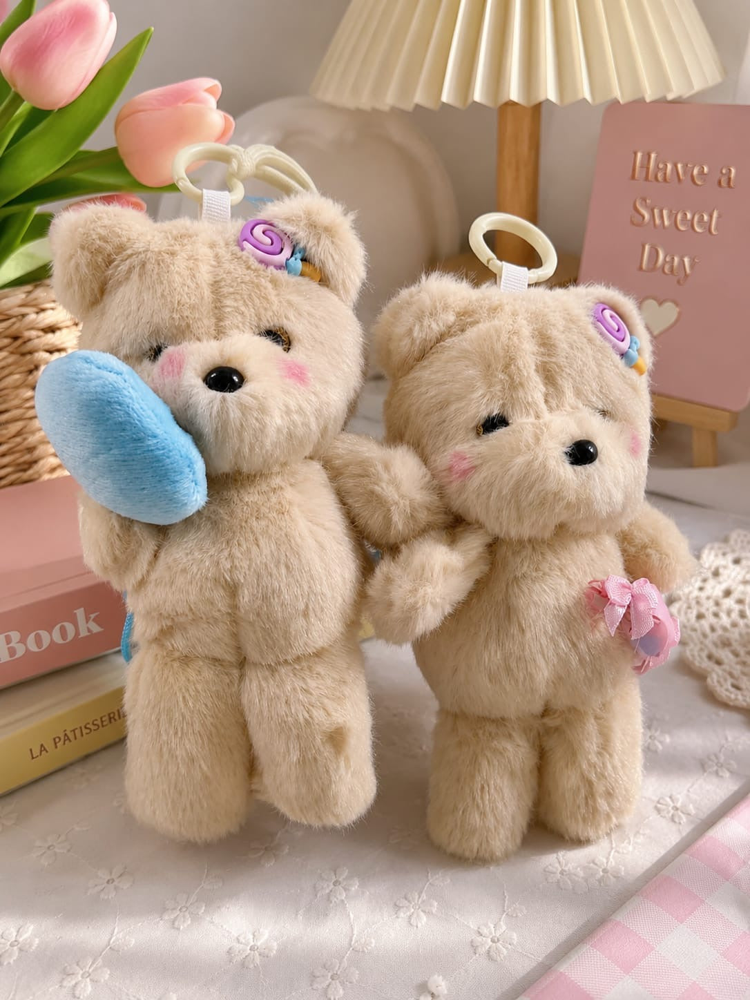 Scented Teddy Bear Plush bag charms – Cute Kawaii Bear Bag Charm | Soft Mini Keyring(pack of 6)