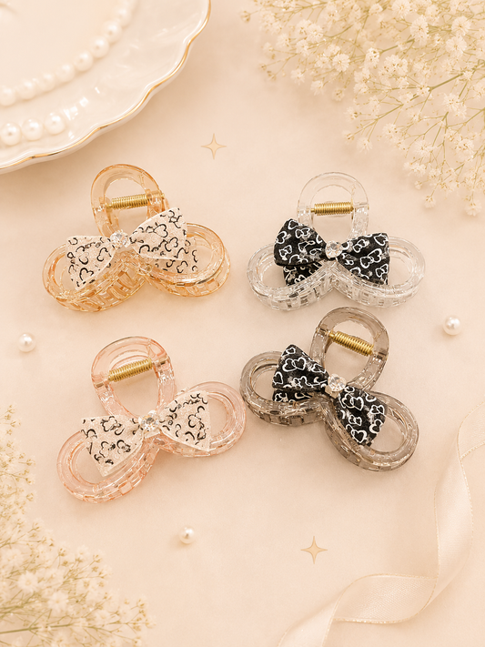 Elegant Transparent Bow Claw Clip Set – Korean Style Hair Accessories for Women & Girls (pack of 12)
