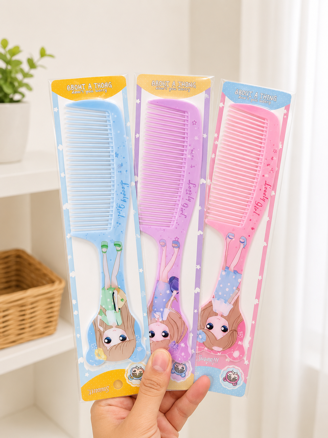 Cute Cartoon Hair Comb for Girls | Pastel Detangling Styling Comb(pack of 20)