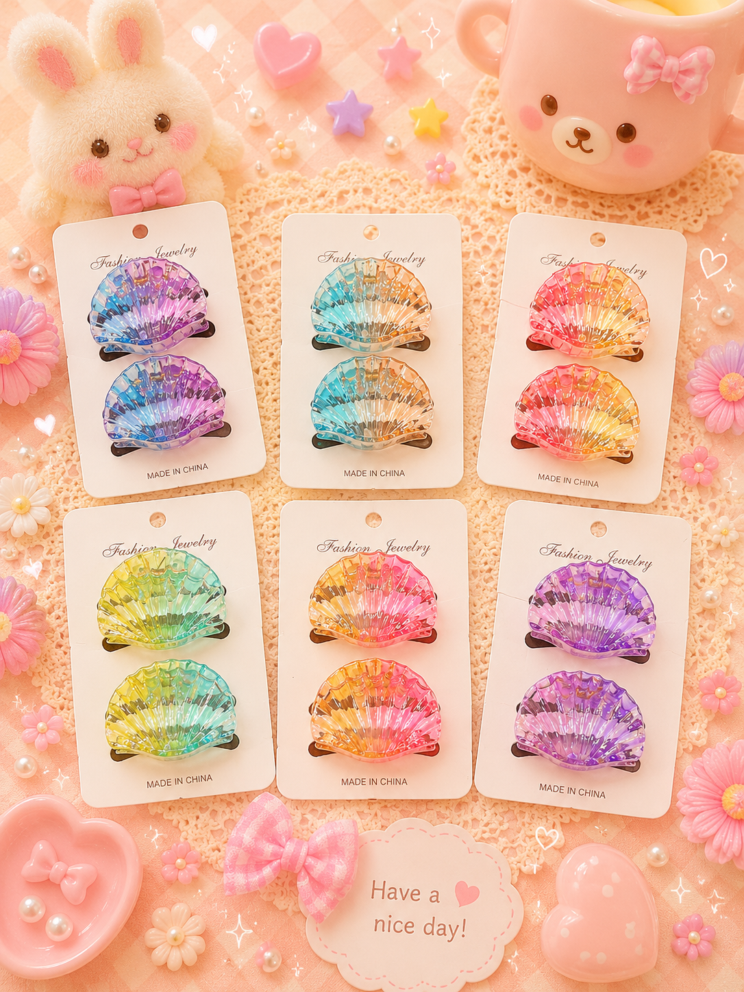 Korean 2 piece combo hair claw clip ( pack of 12 sets)