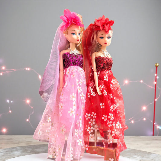 Elegant Fashion Doll Keychain with Butterfly Net Gown – Stylish Bag & Key Accessory-3 long doll ( pack of 6)