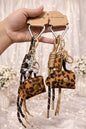 Leopard Print Mini Pouch Keychain with Rope Strap & Balloon Charm( pack of 3)
