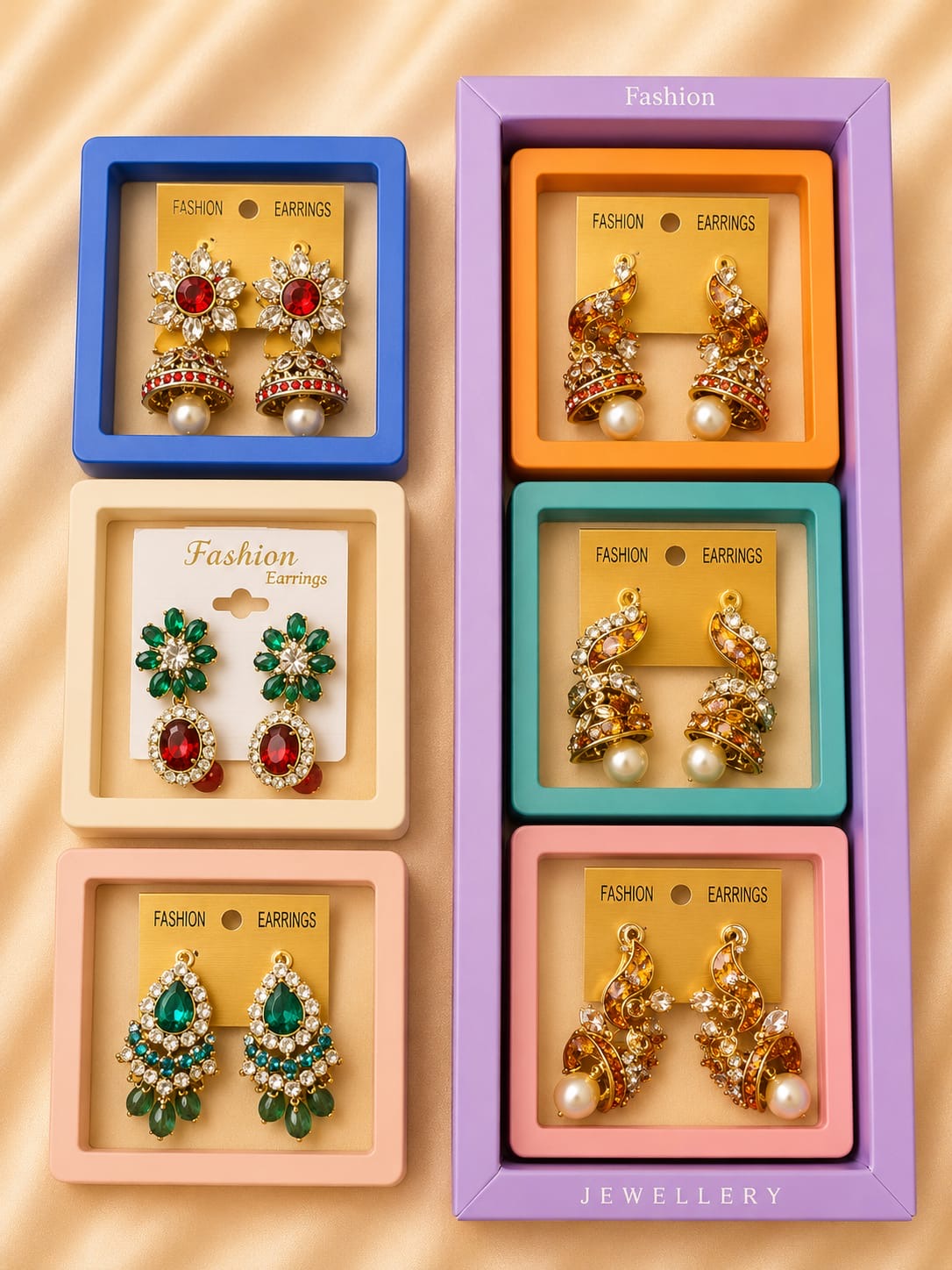 Indian style earrings for woman (pack of 6)