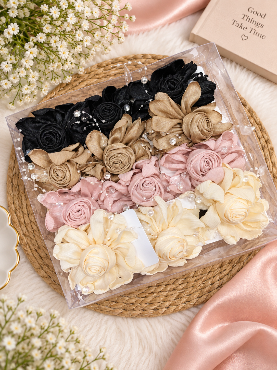 Korean hair accessories flower pin (pack of 12)
