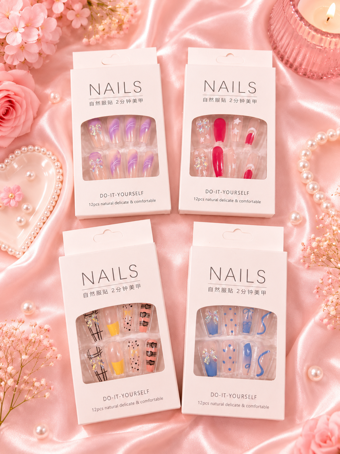 Korean premium quality nails ( pack of 12 sets)