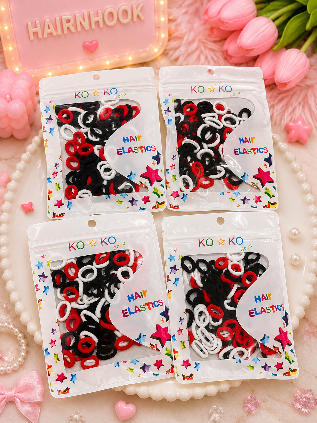Korean plain rubber band for kids (pack of 12 packet 1 packet has 100 piece)