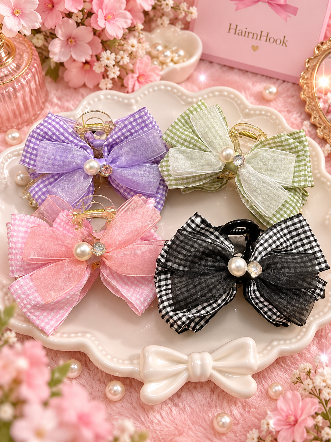 Korean big size bow cluchter(pack of 12)