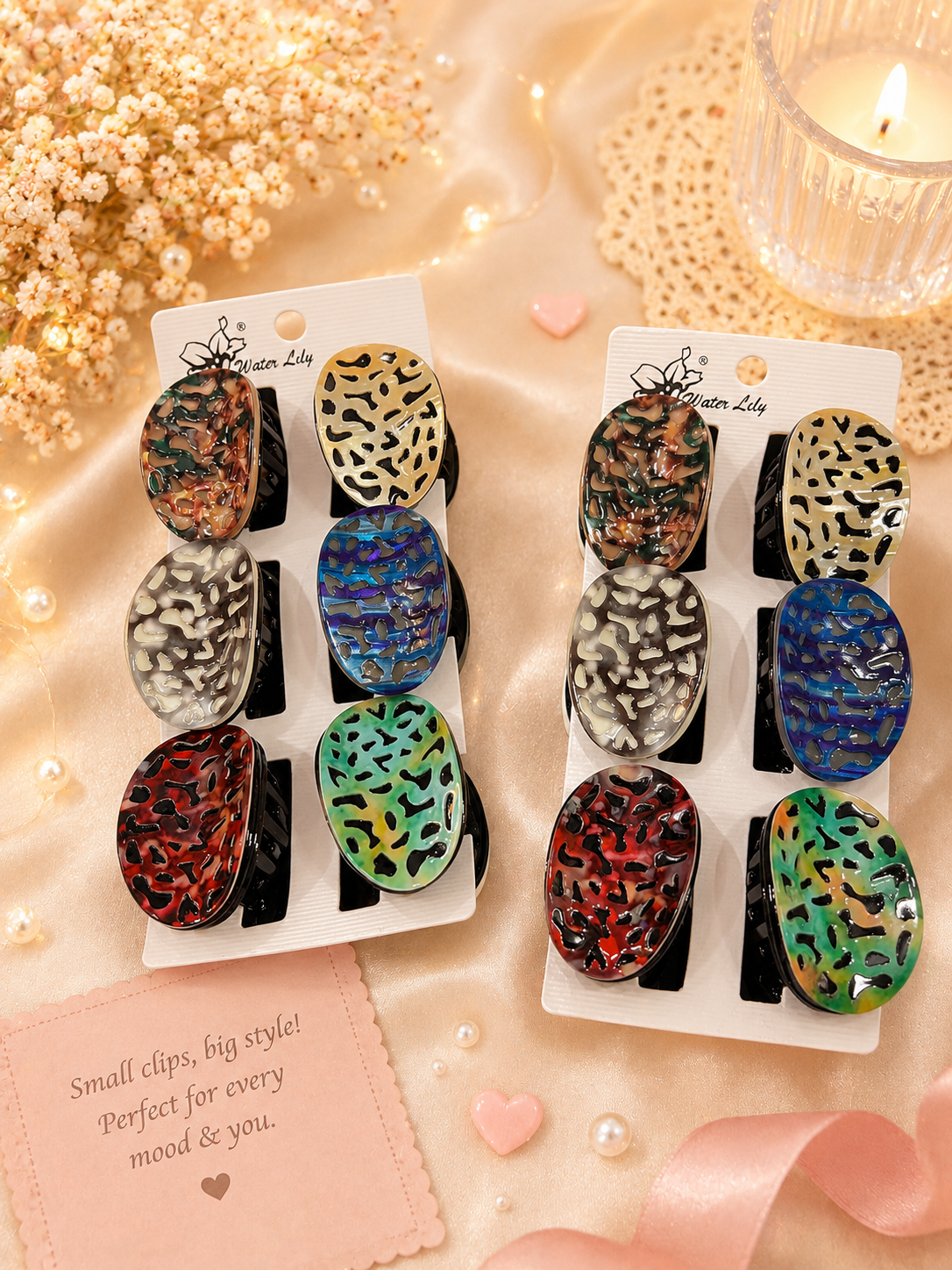 Trendy Oval Mini Hair Claw Clips Set for Women & Girls – Multicolor Stylish Hair Accessories(pack of 12)