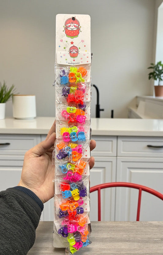 Mini Colorful Hair Claw Clips for Kids | Cute Plastic Hair Catchers (pack of 10 packets )