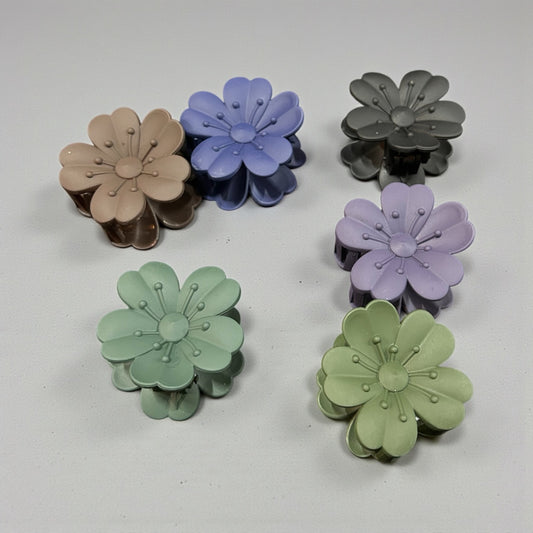 Mini Pastel Flower Hair Claw Clips for Women & Girls | Strong Grip Floral Hair Accessories ( pack of 12)