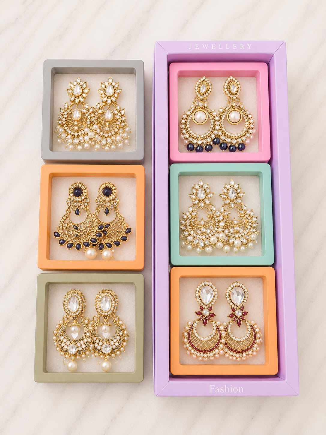 Indian style earrings for woman (pack of 6)
