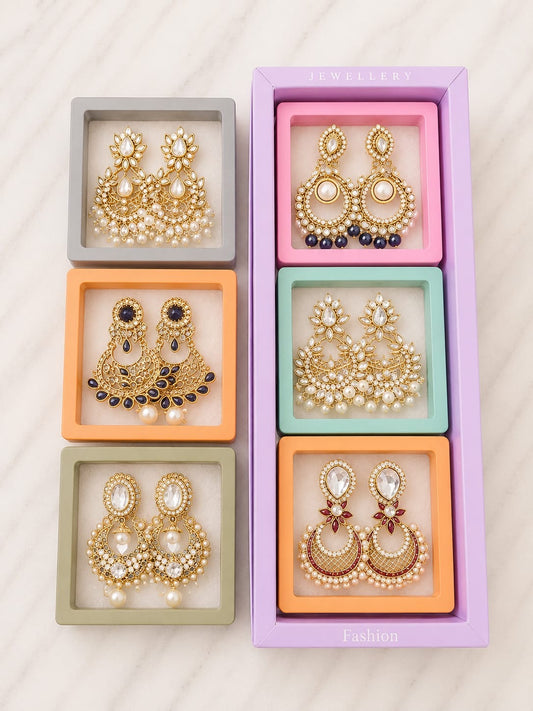 Indian style earrings for woman (pack of 6)