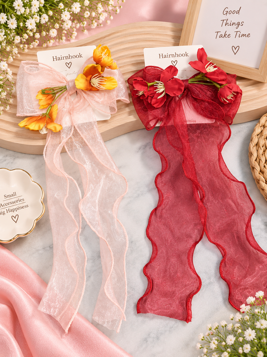 Korean hair accessories long tail bow  pin (pack of 12)