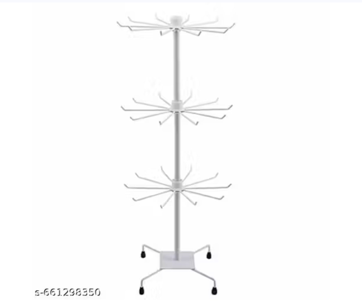 360° Rotating 3-Tier Jewellery Display Stand with Hooks (75 cm Height)